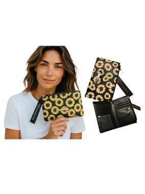 Sunflowers Snap Wallet With Zipper Closure